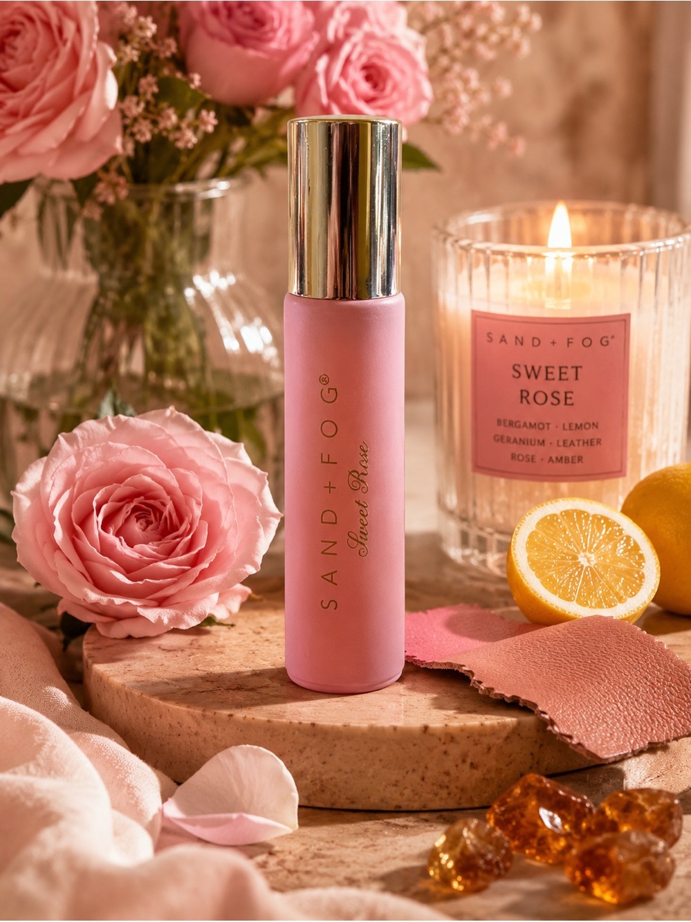 Viral Sand + Fog Sweet Rose Perfume Oil Travel Rollerball .33 fl oz/10 ml